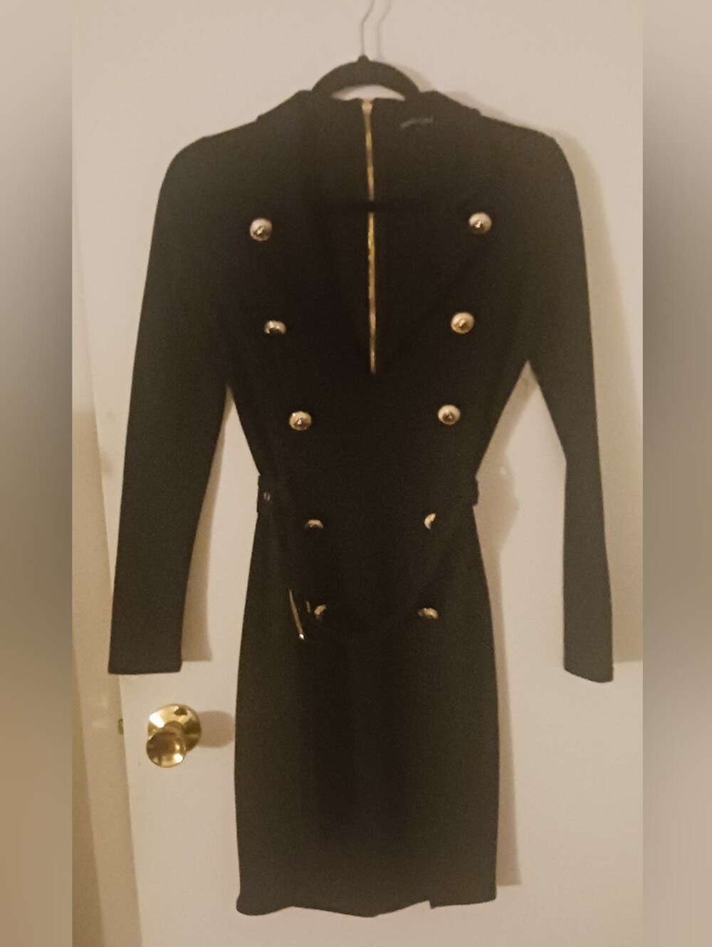 Mind Code Black Military Knit Belted Sweater Dress - Size Small